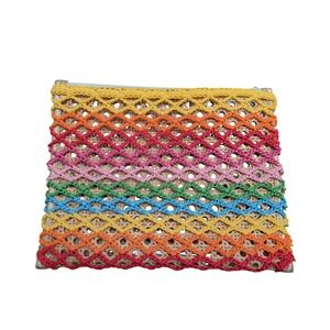 Bits and Pieces To Go Lily Tricot‎ Pouch Crochet Woven Rattan Clutch Bag Boho